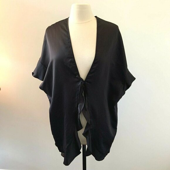 Victorias Secret One Size OS Love Black Vintage Silky Kimono Robe Tie Belt NWT - Picture 2 of 7